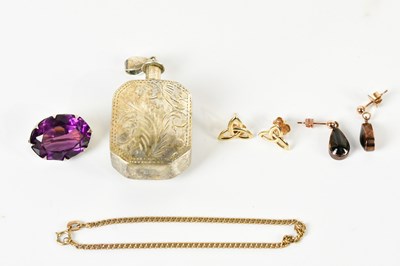 Lot 1732 - A 9ct yellow gold bracelet, a pair of 9ct...