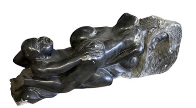 Lot 1013 - An African carved springstone and cobalt...