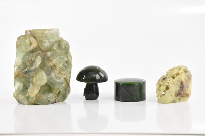 Lot 2587 - A Nephrite jade mushroom, with further trinket...
