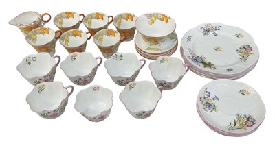 Lot 532 - SHELLEY; a part tea service decorated in the...