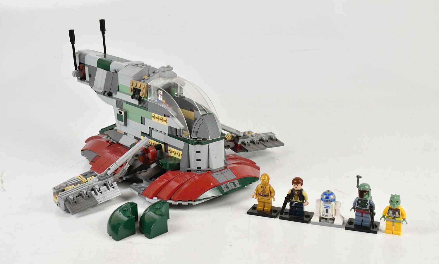 Lot 23 - STAR WARS; a Lego Star Wars Slave I ship,...