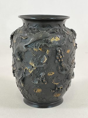 Lot 371 - A Japanese Meiji period bronze ovoid vase,...