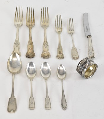 Lot 1262 - A set of three 800 grade silver table forks,...