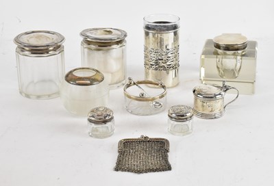 Lot 1301 - Two George V hallmarked silver topped cut...