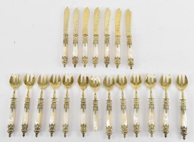 Lot 1263 - A set of twelve 800 grade silver gilt mother...