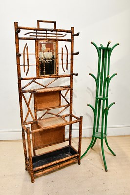 Lot 2416 - A vintage bamboo hall stand, with central...