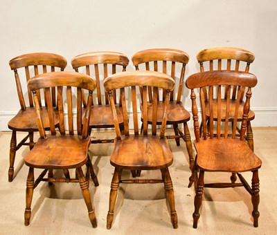 Lot 2287 - A set of seven country splat back kitchen...
