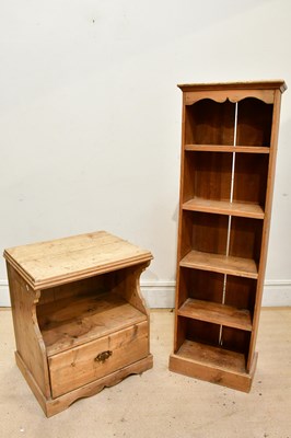 Lot 2283 - An old pine side cabinet, with single base...