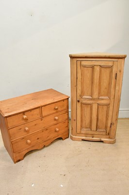 Lot 2284 - An old pine chest of two short over two long...