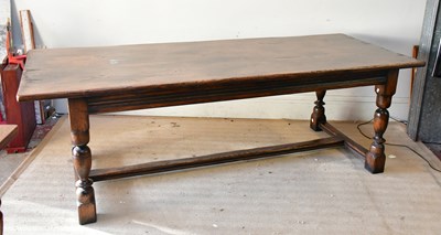 Lot 2444 - A reproduction oak refectory dining table, on...