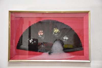Lot 2532 - A Victorian painted lace fan with floral...