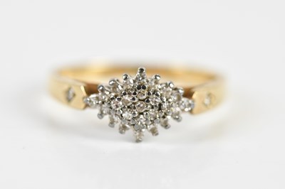 Lot 164 - A 9ct yellow gold diamond shaped dress ring,...