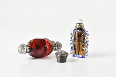 Lot 2588 - A Victorian cranberry glass double ended scent...