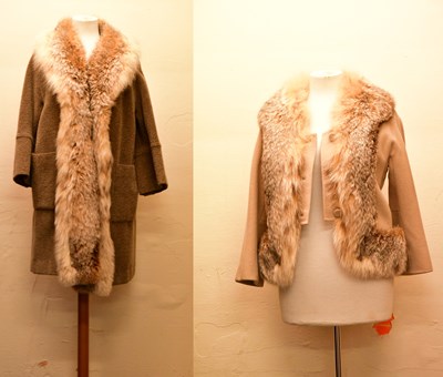 Lot 1960 - J LUBLINER; a full length 100% wool tan tweed...