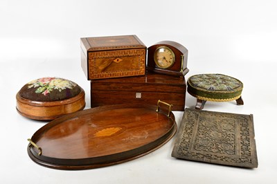 Lot 2510 - An Edwardian inlaid tray, a victorian rosewood...