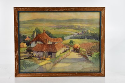 Lot 2955 - GEORGE AYLING (1887-1960); watercolour, rural...