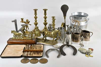 Lot 2623 - A small collection of brassware including...