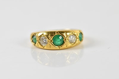 Lot 1397 - An 18ct yellow gold five stone diamond and...