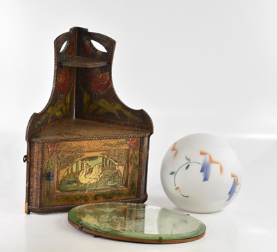 Lot 2537 - A pokerwork corner cupboard, height 53cm, an...