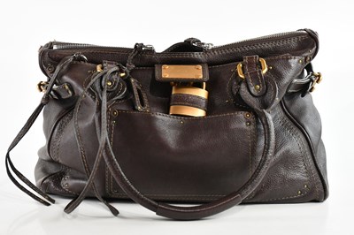 Lot 2030 - CHLOÉ; a large dark brown pebbled leather...