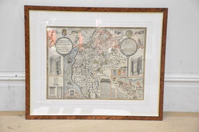 Lot 2920 - A 17th century coloured map of Cumberland, 39...