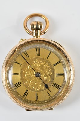 Lot 515 - A 14ct yellow gold crown wind fob watch, with...