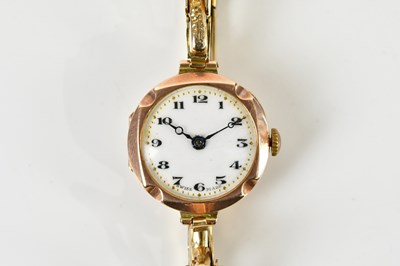 Lot 1857 - BUREN; a 9ct gold cased wristwatch, the enamel...