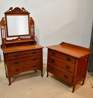 Lot 2298 - An Edwardian satin walnut mirror back dressing...