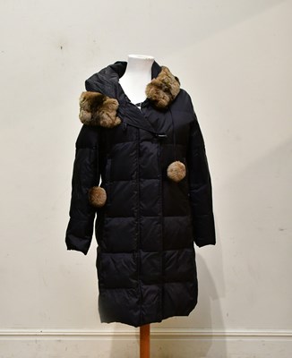 Lot 1981 - MAX MARA; a navy blue quilted lady's coat,...