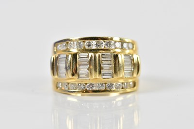 Lot 1396 - A 14ct yellow gold diamond ring, set with...