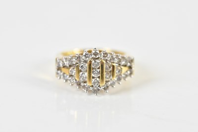 Lot 1418 - A 14ct yellow gold lozenge shaped stepped...