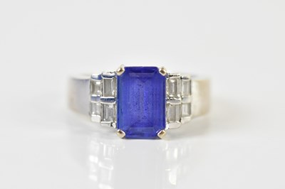 Lot 1419 - A 14ct white gold tanzanite and diamond...