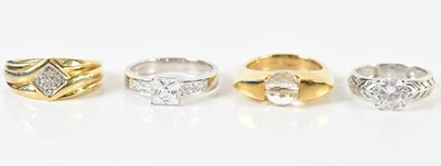 Lot 1420 - Two 14ct white gold dress rings (combined...