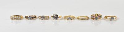 Lot 1365 - Eight 14ct yellow gold dress rings, combined...