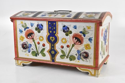 Lot 2507 - A vintage painted Swedish dome top chest, with...