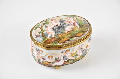 Lot 2749 - NAPLES PORCELAIN; an oval casket and cover,...