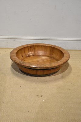 Lot 2342 - A large Chinese metal bound elm bowl, diameter...