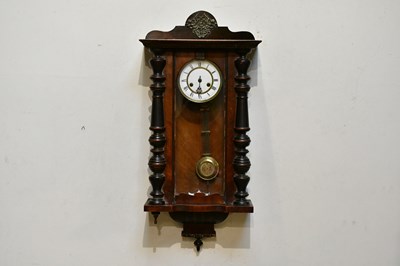 Lot 2491 - A mahogany Vienna style wall clock with white...