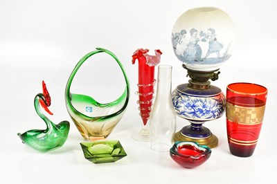 Lot 2830 - A small collection of coloured art glass...