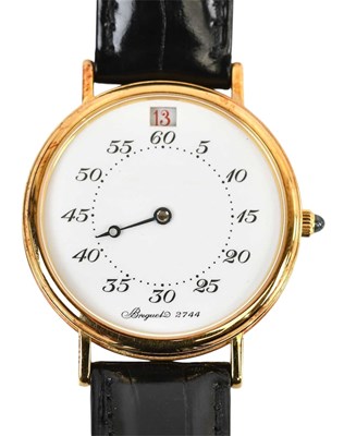 Lot 1818 - BREGUET; a rare gentleman's 18ct yellow gold...