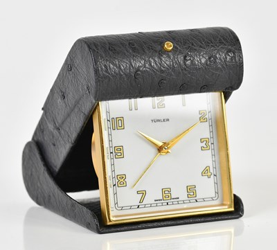 Lot 2495 - TURLER; a Swiss easel back travel timepiece,...