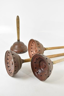Lot 2643 - A group of four vintage copper washing possers...