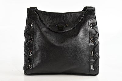 Lot 2047 - JIMMY CHOO; a black textured leather Rion...