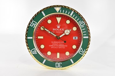 Lot 2488 - A 'Rolex' dealer's display wall clock modelled...