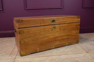Lot 2328 - A 19th century camphor wood trunk, with brass...