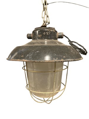 Lot 2647 - A set of four industrial ceiling lights, with...