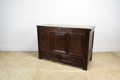 Lot 2265 - A George III and later oak mule chest, the...