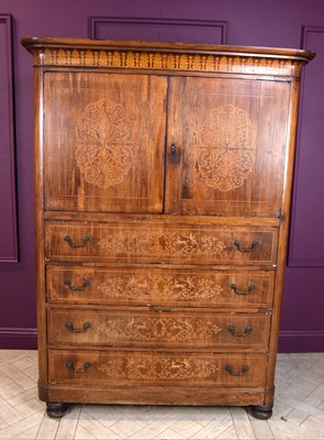 Lot 2305 - An Italian walnut cabinet with seaweed inlay,...