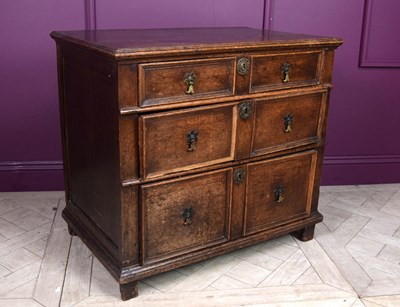 Lot 2237 - A late 17th century and later oak chest, with...
