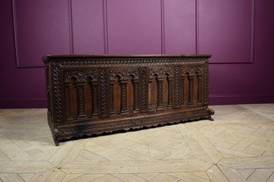 Lot 2230 - An 18th century Italian carved oak cassone of...